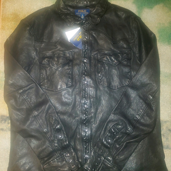 polo leather shirt jacket